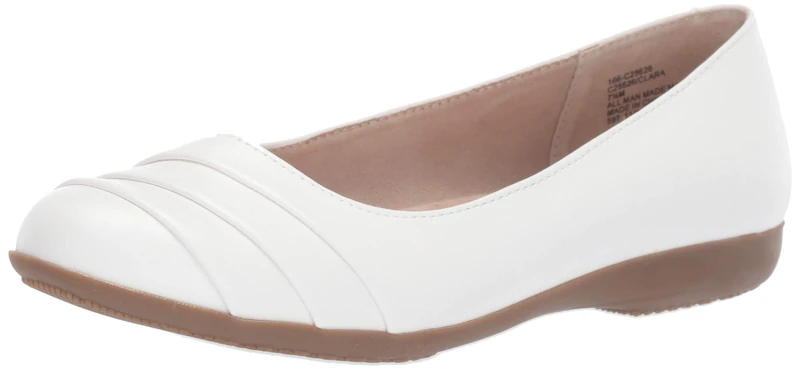 CLIFFS BY WHITE MOUNTAIN Women's Clara Ballet Flat, White/Burnished/Smooth, 6 UK