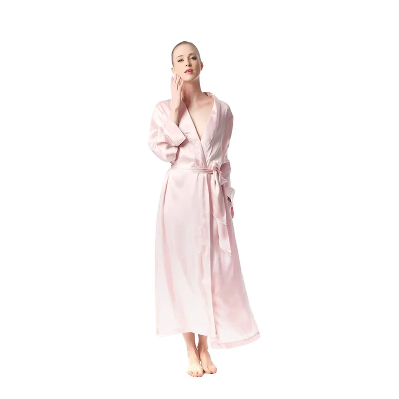 Jasmine Silk Luxury Pure Silk Dressing Gown Robe Kimono Pink (Large(14-16))