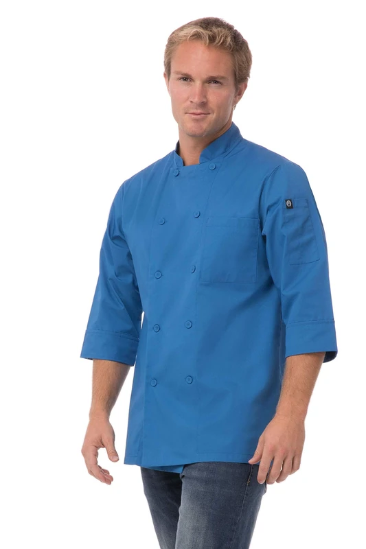 Chef Works Men's Morocco Chef Coat, Blue, XXXXL