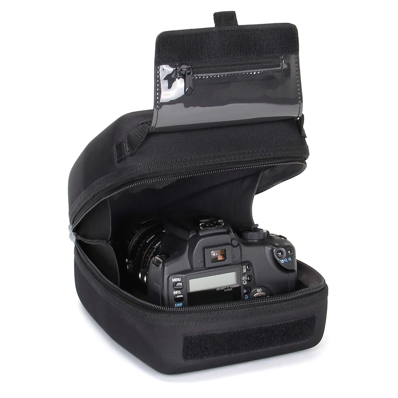 USA Gear Quick Access DSLR Hard Shell Camera and Zoom Lens Case with Molded EVA Protection, Padded Interior, Holster Belt Loop and Rubber Coated Handle - Compatible with Nikon, Canon, Pentax and More - Image 1