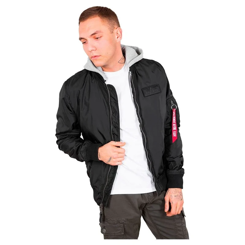 Alpha Industries MA-1 TT Hood Bomber Jacket for Men Black