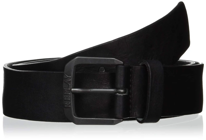 Replay men's leather belt, black (Black 098), 110 cm