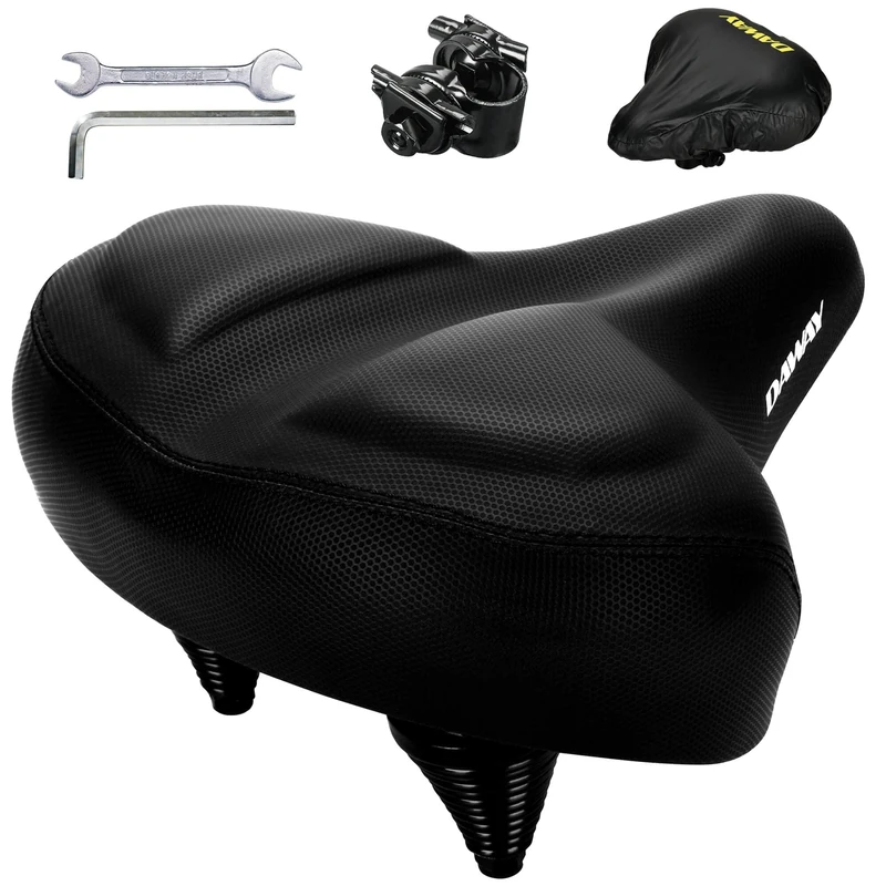 DAWAY Oversized Comfort Bike Seat - C40 Most Comfortable Extra Wide Soft Foam Padded Exercise Bicycle Saddle for Men Women Seniors, Fit for Peloton, Cruiser, Stationary Bikes, Outdoor Cycling