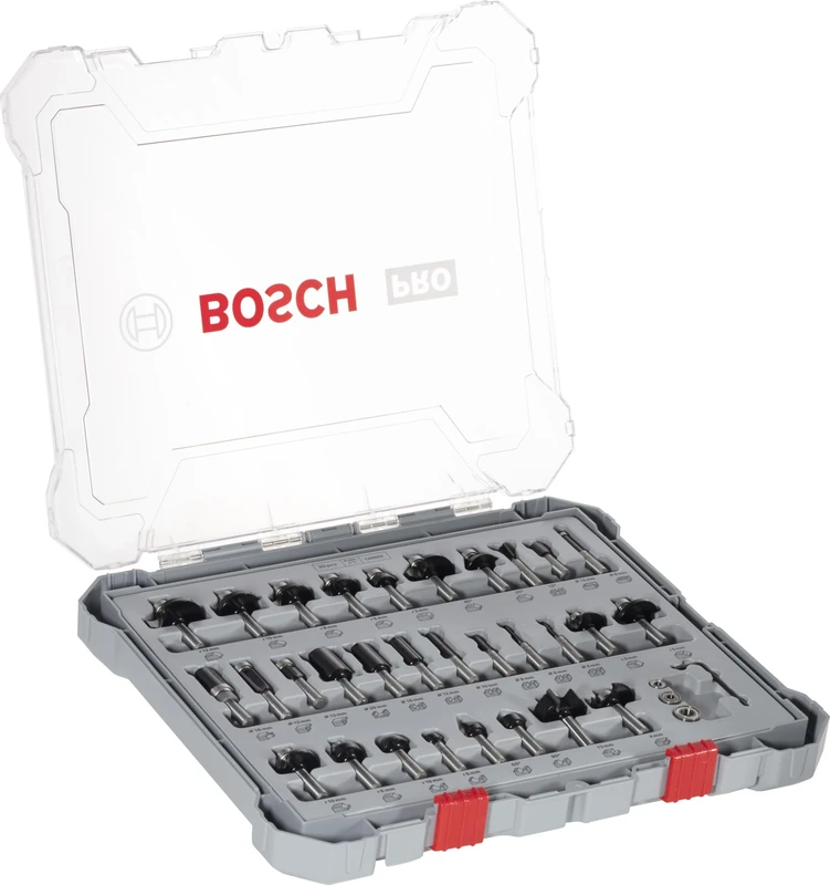 Bosch Professional 30 pcs. Mixed Router Bit Set (for Wood, Ø 8 mm Shank, Accessory Router)