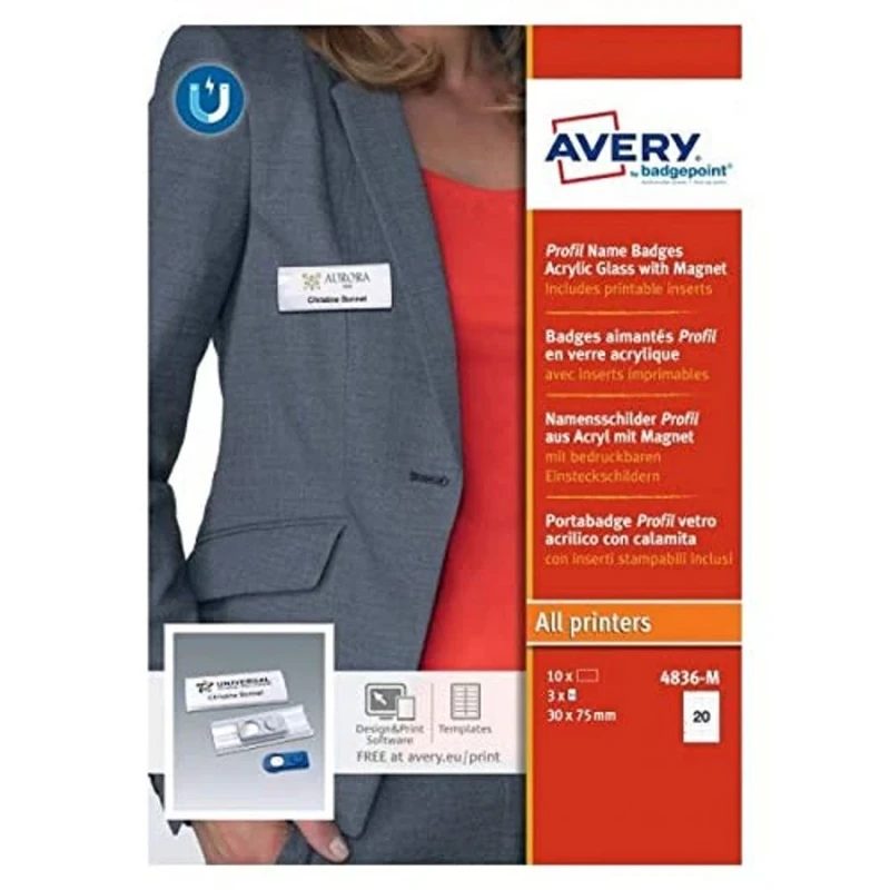 Avery Profil Name Badges - Acrylic Glass with Magnet