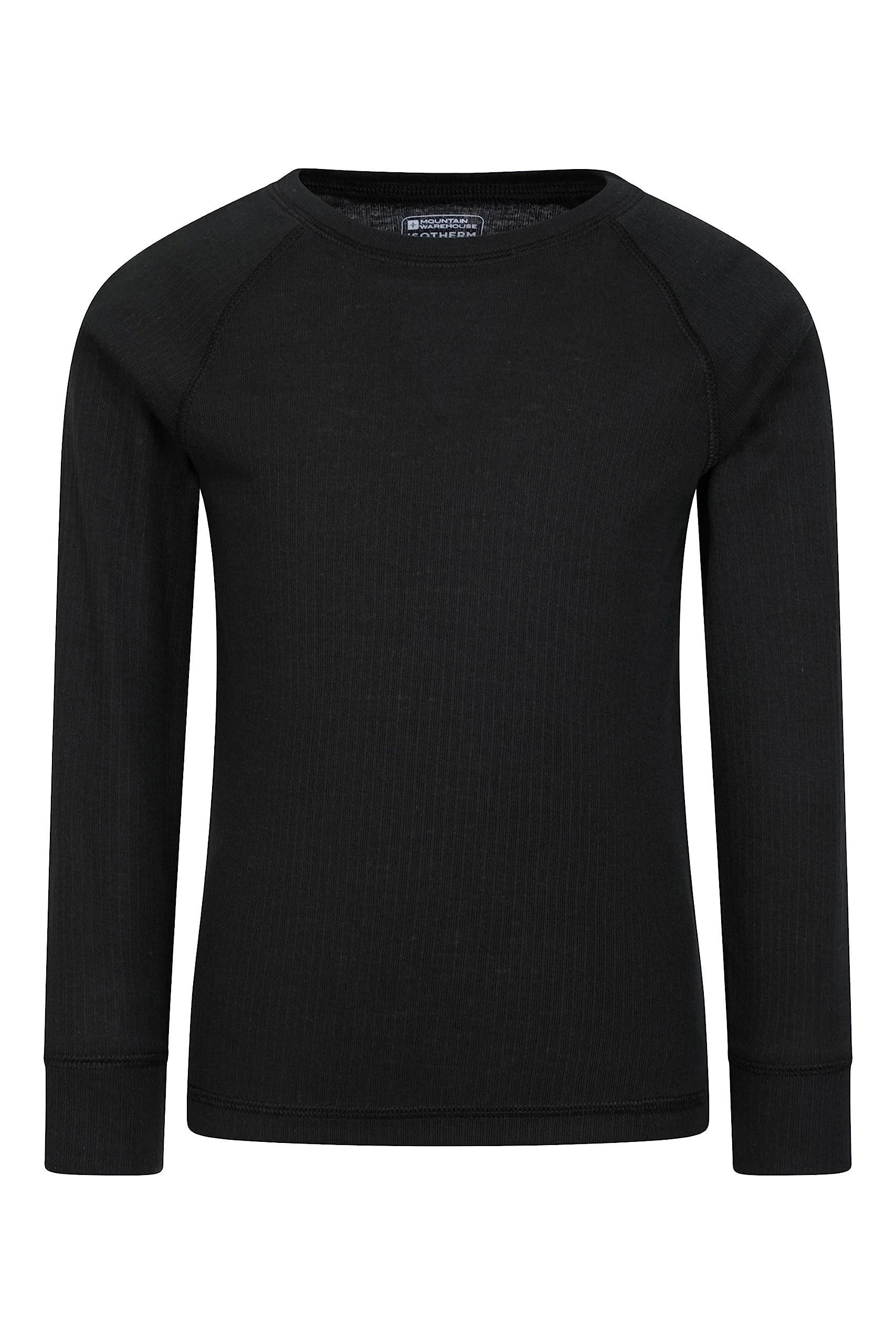 Mountain Warehouse Talus Kids Base Layer Top - Breathable & Lightweight, Moisture Wicking, Boys & Girls - Autumn, Winter, Outdoors, Travelling & Hiking Black (02) Kids Size 5-6 Years