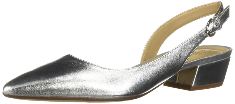 Naturalizer Banks Flat Slingback Walking Shoes with Contour+ Technology for All-Day Comfort Experience Medium Fit Silver UK 3