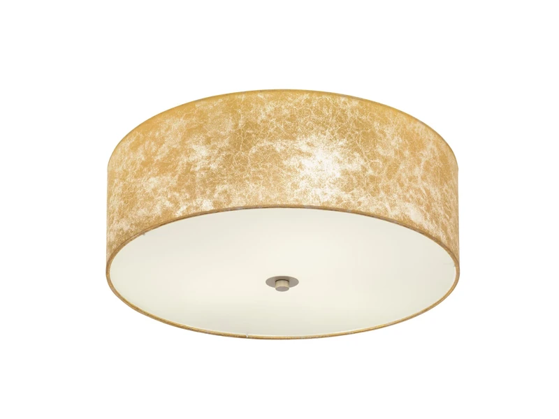 Eglo Viserbella Vintage Flush Ceiling Lamp, 3-Flame Steel and Fabric in Golden and Champagne Colours Light, Living Room, Kitchen and Hallway Lighting, E27 Socket, Ø 18.5 inches
