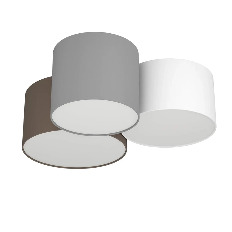 Eglo Pastore Ceiling Light, 3-Flame Textile Ceiling Lights, Material: Steel, Fabric, Colour: White, Anthracite Brown, Grey, Socket: E27