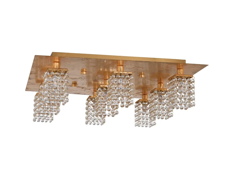 Eglo LED Ceiling lamp Pyton Gold, Ceiling Light, Steel in Gold Colour, Clear Brilliant Glass G9 Socket