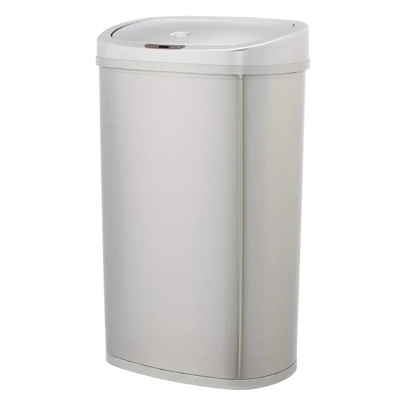 Amazon Basics Stainless Steel Rectangular Dustbin with Hands-Free Motion Sensor, 50 l, Silver