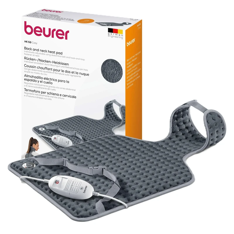 Beurer HK53 Cosy Neck and Back Heat Pad & HK Comfort Heat Pad | Electric Heat Pad for Relaxation | 3 Electronically Regulated Temperature Settings | Machine-Washable