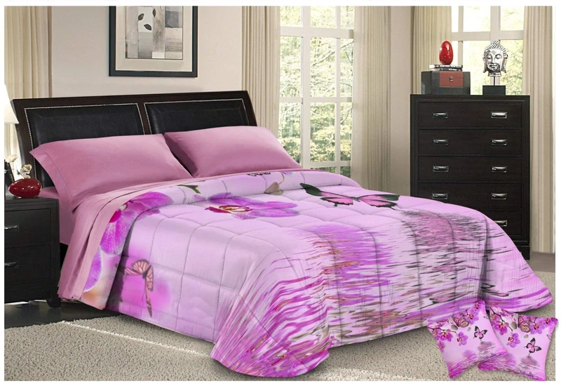 PETTI Artigiani Italiani, Hypoallergenic, Microfiber, Cozy and Warm, Printed Duvet, 100% Made in Italy, Orchid and Butterfly, Bed 135 (120/130 x 190/200)