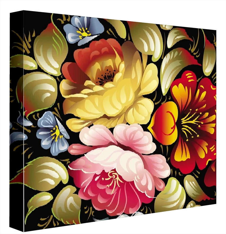 CCRETROILUMINADOS Ccretro-Lit Flowers on Black Backlit Decorative Picture modern 60 x 60 multicoloured