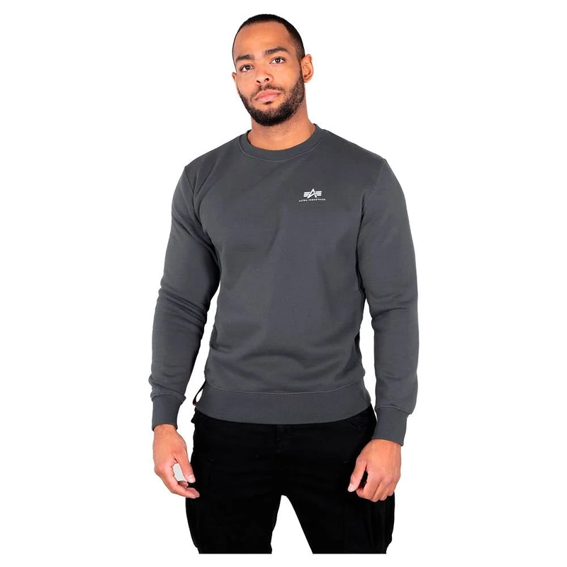 Alpha Industries Basic Sweater Small Logo Sweatshirt for Men Greyblack