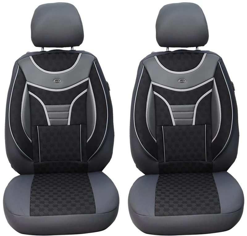 BREMER SITZBEZÜGE Measure Car Seat Covers Compatible with Skoda Roomster Driver & Passenger Set from 2006-2015 / Car Seat Covers Protective Cover Set Car Seat Covers Pack of 2 in Grey - Image 1