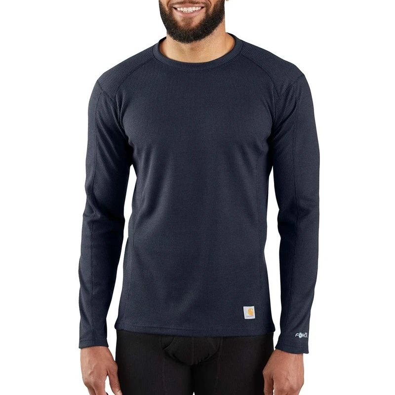 Carhartt Men's Carhartt Force Midweight Classic Thermal Base Layer Long Sleeve Shirt Top, Navy, Large