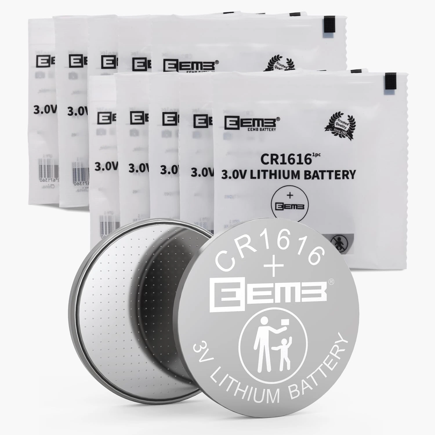 EEMB 10 PACK CR1616 Battery 3V Lithium Battery Button Coin Cell Batteries 1616 Battery DL1616 ECR1616 for Remote Control, Watch, Calculator, Thermometer, Mobile Game