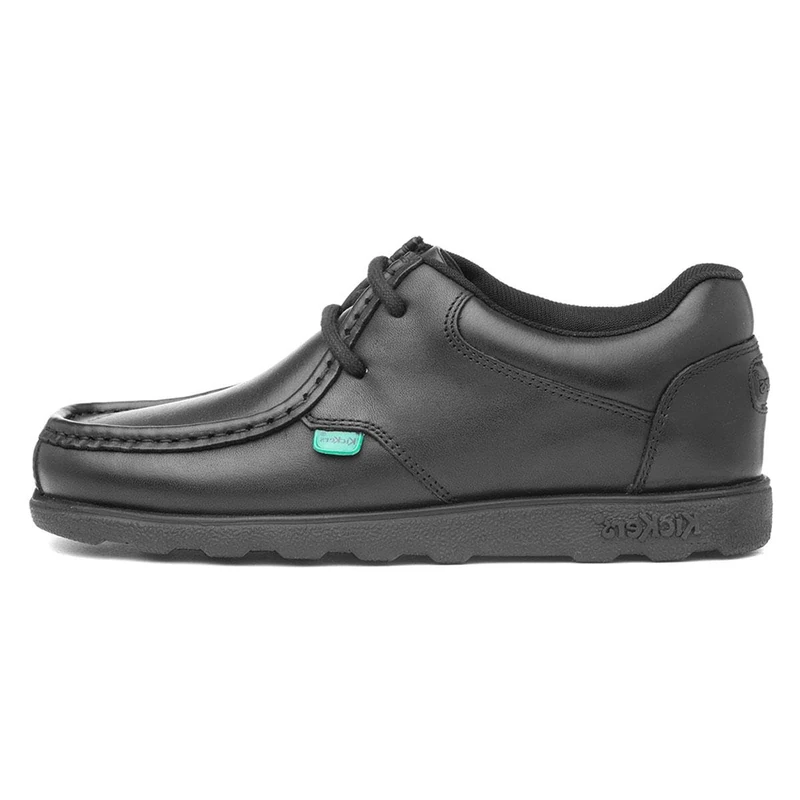 Kickers Boys Fragma Lace Up Leather Shoes, Black, 5 UK