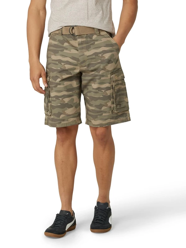 Lee Men's Dungarees New Belted Wyoming Cargo Short, Fatigue Camo, 34