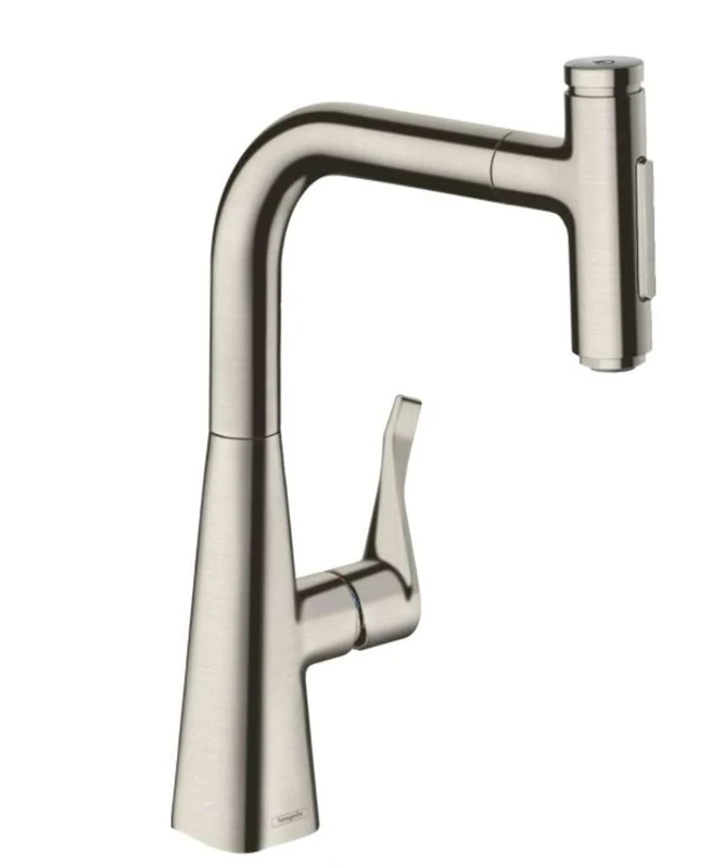 hansgrohe Metris Select M71 73817800 Kitchen Mixer Tap 2 Jets with Pull-Out Sprayer Stainless Steel Look