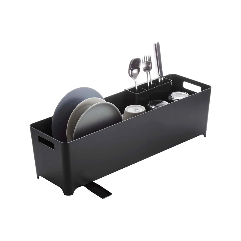 YAMAZAKI 4315 TOWER Slim Drainer Basket, black, ABS Resin, Minimalist, 55.5 x 16.5 x 16 cm