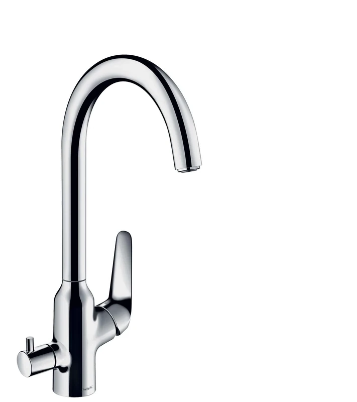hansgrohe 71803000 M424-H220 Kitchen Tap, Selectable Swivel Range and Shut-Off Valve Device, Chrome, Spout height 22 cm