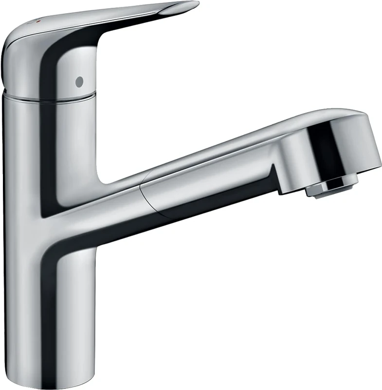hansgrohe 71814000 M427-H150 Kitchen Tap, 120° Swivel Range, Pull-Out Spray, Chrome, Spout height 15 cm