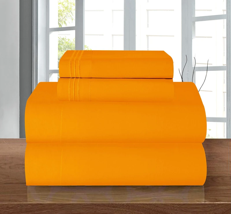 Elegant Comfort Coziest Bedding Set, All Around Elastic Fitted Sheet, Deep Pocket up to 16inch, Microfiber, Elite Orange, Full