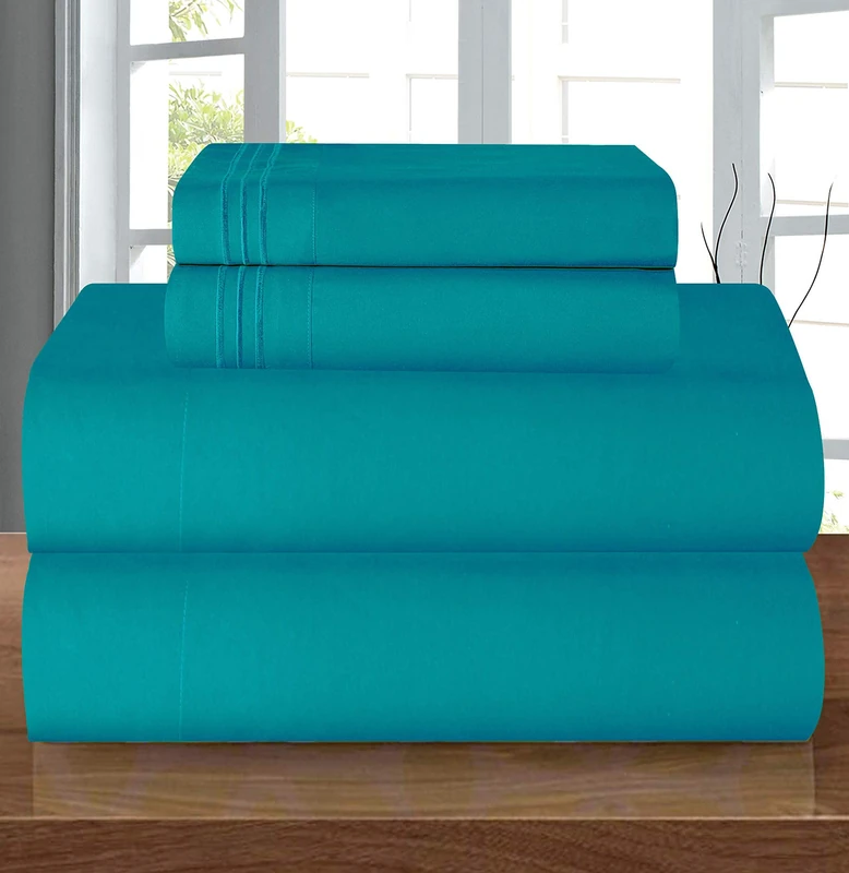 Elegant Comfort Luxury 1500 Premium Hotel Quality Microfiber 4-Piece Sheet Set - Wrinkle Resistant, All Around Elastic Fitted Sheet, Deep Pocket up to 16", Twin/Twin XL, Turquoise - Image 1