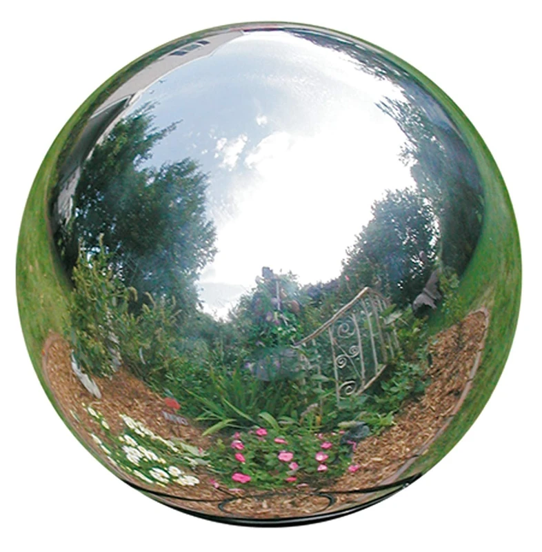 HomDSim 30 cm/12 inch Diameter Gazing Globe Mirror Ball,Silver Stainless Steel Polished Reflective Smooth Garden Sphere,Colorful and Shiny Addition to Any Garden or Home
