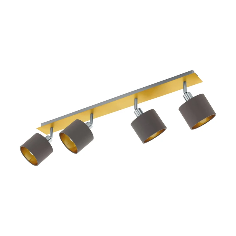 Eglo Ceiling Light Valbiano, 4-Light Ceiling Fixture, Ceiling Spotlight Made of Metal and Textile, Hallway lamp in Brushed Brass, Matte Nickel, Cappuccino, Gold, E14 spotlights