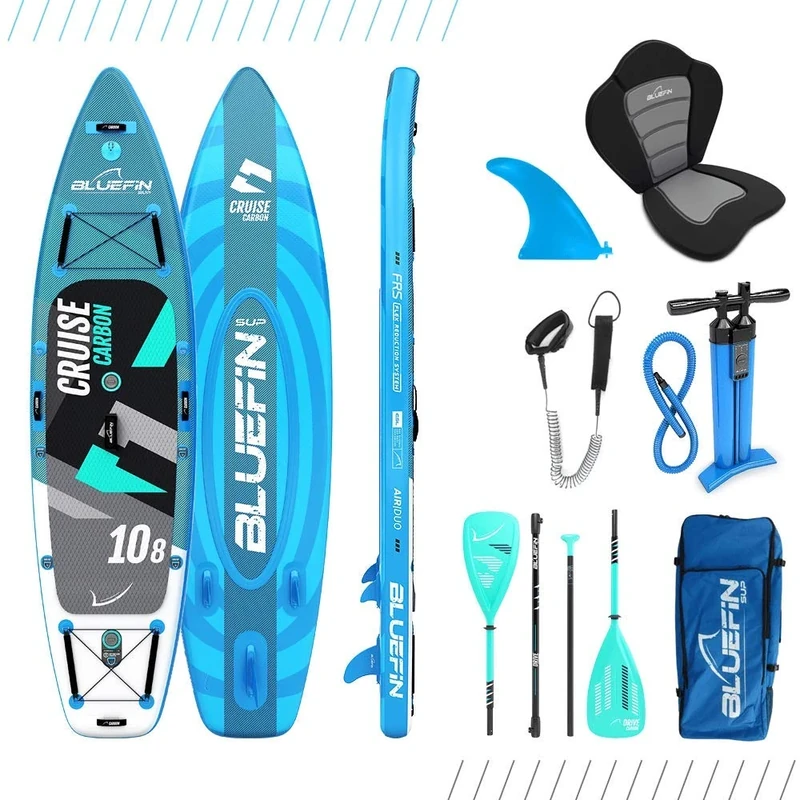 Bluefin SUP Inflatable Stand Up Paddle Board | 6” Thick | Kayak Conversion Kit | All Accessories | Multiple sizes: Kids, 10’8, 12’, 15' (Carbon 10'8")…