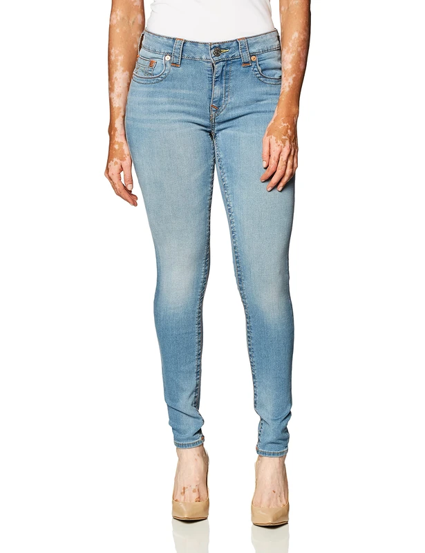 True Religion Women's Jennie Mid Rise Curvy Fit Skinny Ankle Jean, Sky Light, 30