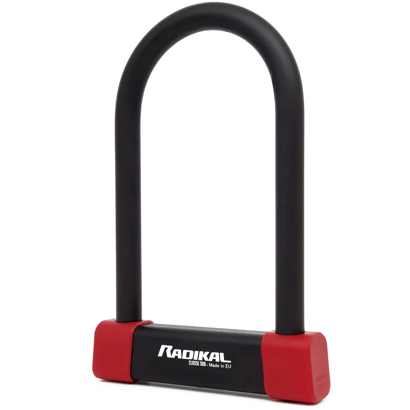 RADIKAL RK120220 Premium U Lock for Motorcycle, SRA Approved, 120x220mm/4,7x8.66in Multiple Locking Options, ø18mm/0.7in Coated Double Locking Shackle, Heavy Duty Anti Theft U Lock for Moto Scooter