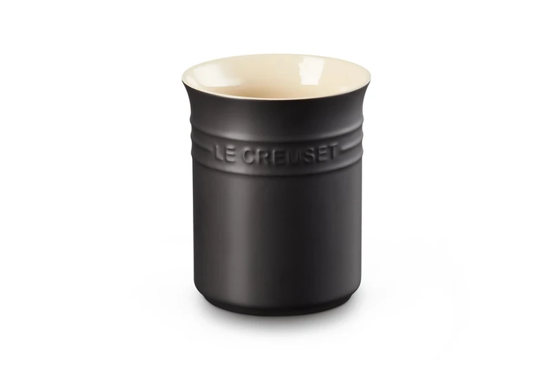 LE CREUSET Stoneware Small Utensil Jar, 1.1 Litres, Matte Black, 71501110000001