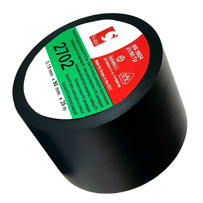 Acit Scapa 2702 PVC Insulation Tape, 25 m Length x 50 mm Height, Grey-Yellow-White-Black, Pack of 48 - Image 1