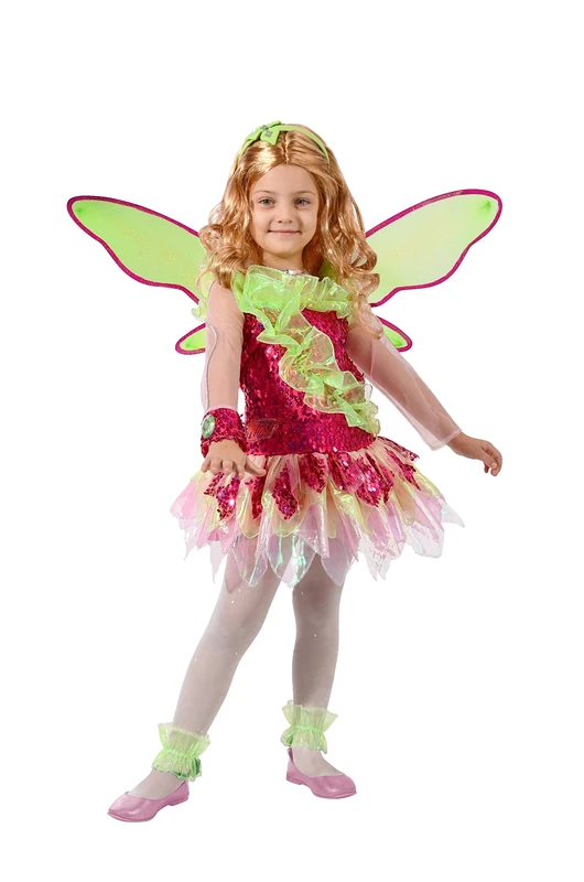 Ciao 11236.7-9 Flora Tynix Winx Club costume disguise girl (Size 7-9 years), Children, Green, Pink