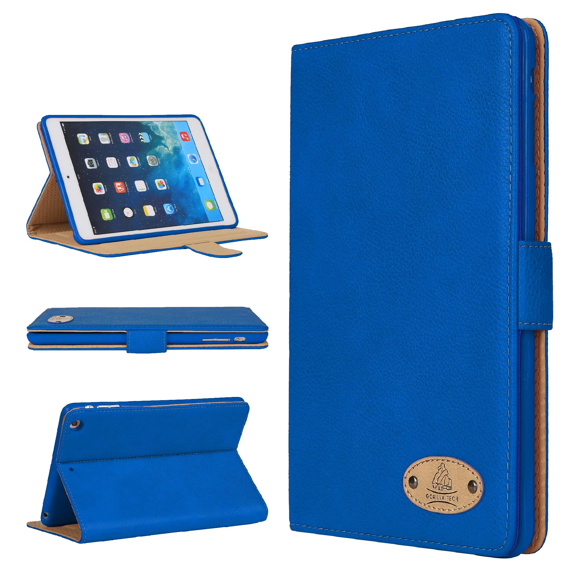Apple iPad All Models/Genuine Luxury Executive Leather Case Gorilla Tech Brand Smart Protective Designer Cover with Stand in Retail Packing (Blue, iPad Pro 12.9" (2018) 3rd Generation)