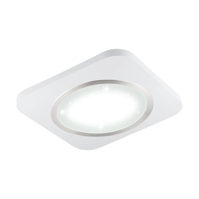EGLO PUYO-S Surface-Mounted Light, Steel, 14 W, White, Matt Nickel, Steel, White, matt Nickel, 51 x 51 cm