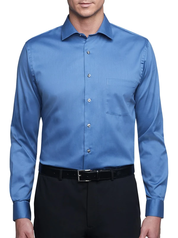Van Heusen Men's Dress Shirt Regular Fit Flex Collar Stretch Solid Tuxedo, Blue (Dusty Blue), 43 cm Hals 81 cm-84 cm Ärmel - Image 1