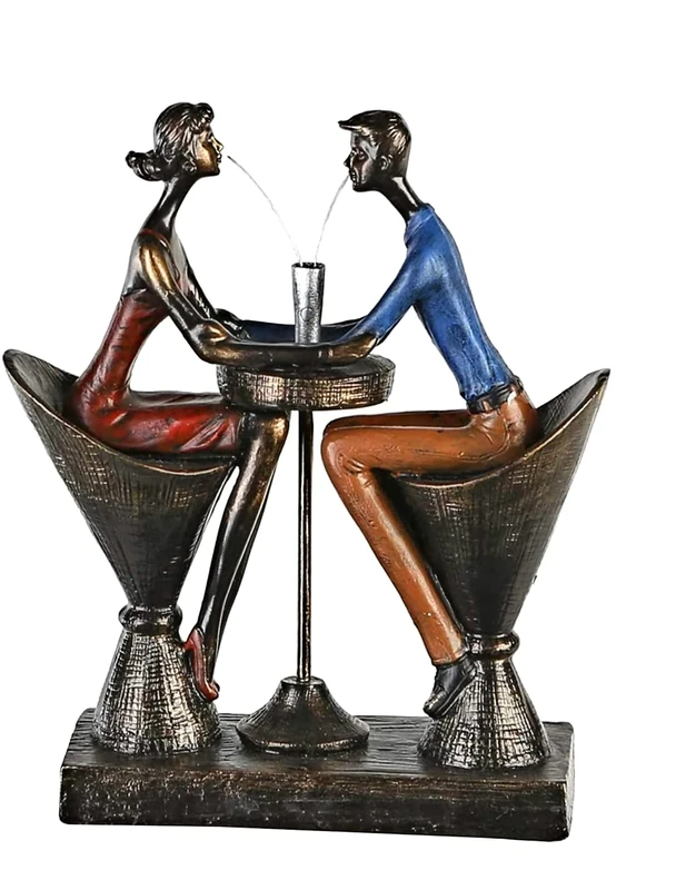 Casablanca Decorative Sculpture Figure Made of Poly - Table for Two - Rendevouz - Date - Gift Birthday Wedding Velantine Day - Height 25 cm - Image 1