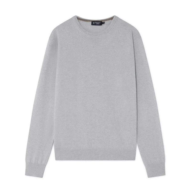 Hackett London Men's Wool Cash Mix Crew Jumper, Grey (Mist 9lx), X-Small