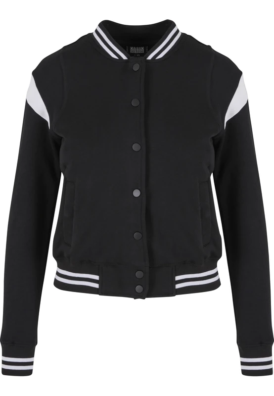 Urban Classics Women's Ladies Inset College Sweat Jacket Sweatshirt, Black (Blk/Wht 00050), XXX-Large