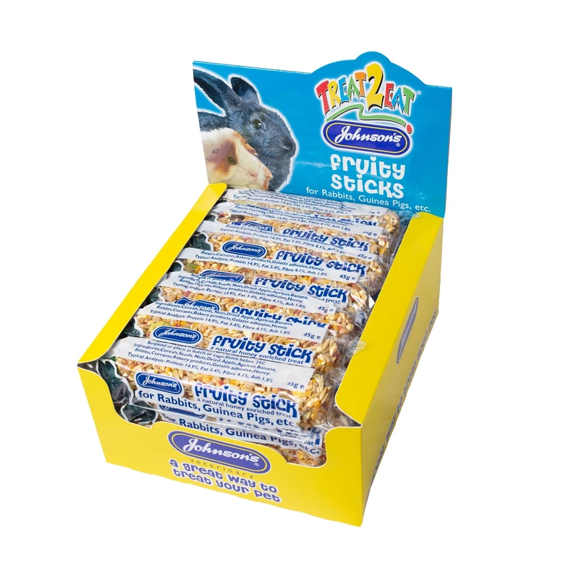 Johnsons Bulk Box Treat 2 Eat Fruity Sticks For Rabbits 28x70gm