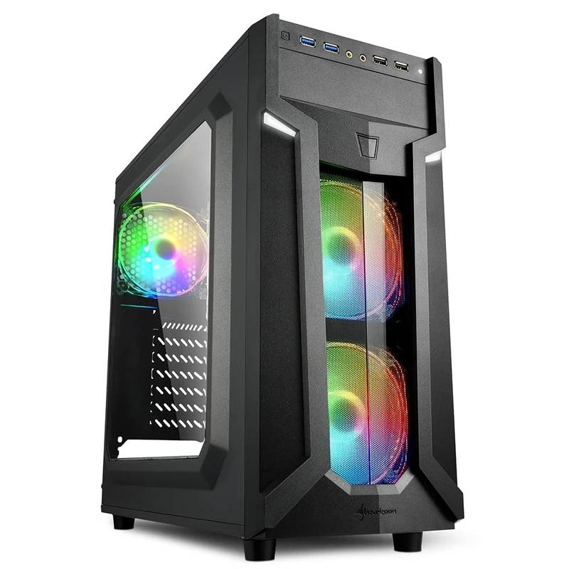 Sharkoon VG6-W RGB Black Mid Tower Case (M-ITX/M-ATX/ATX), red/green/blue