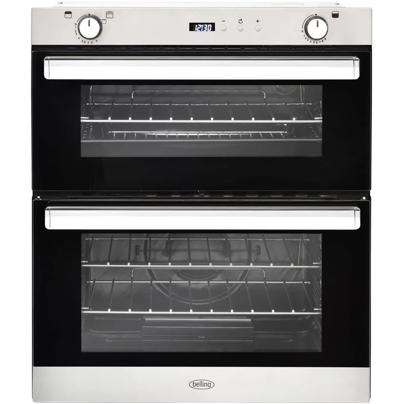 Belling BI702G Built-under Gas Double Oven With Cook-to-off Timer - Stainless Steel