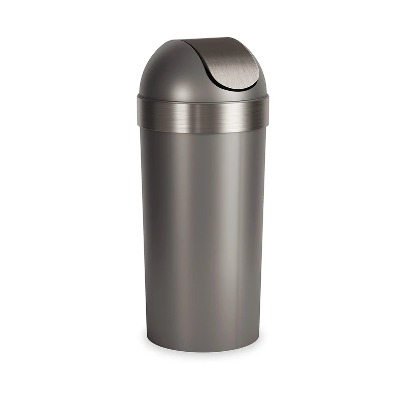 Umbra Venti 16-Gallon Swing Top Kitchen Trash Can – Large, 35-inch Tall Garbage Can for Indoor, Outdoor or Commercial Use, Pewter - Image 1