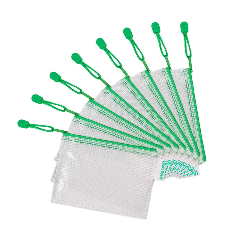 Tarifold Fr 509065 A6 Plastic Zip Document Folder Transparent for Office Travel School Home Green - Image 1