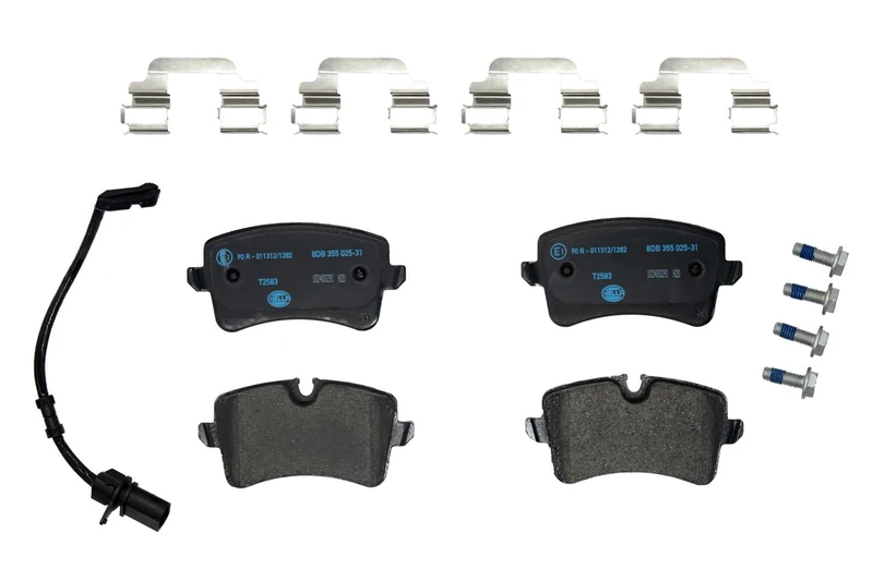 HELLA 8DB 355 025-311 Brake pad set - incl. wear warning contact - T2583 - for e.g. AUDI / PORSCHE - Image 1